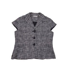 Coldwater Creek Tweed Jacket Linen Blend Cap Sleeve Lined Career Top Petite 14